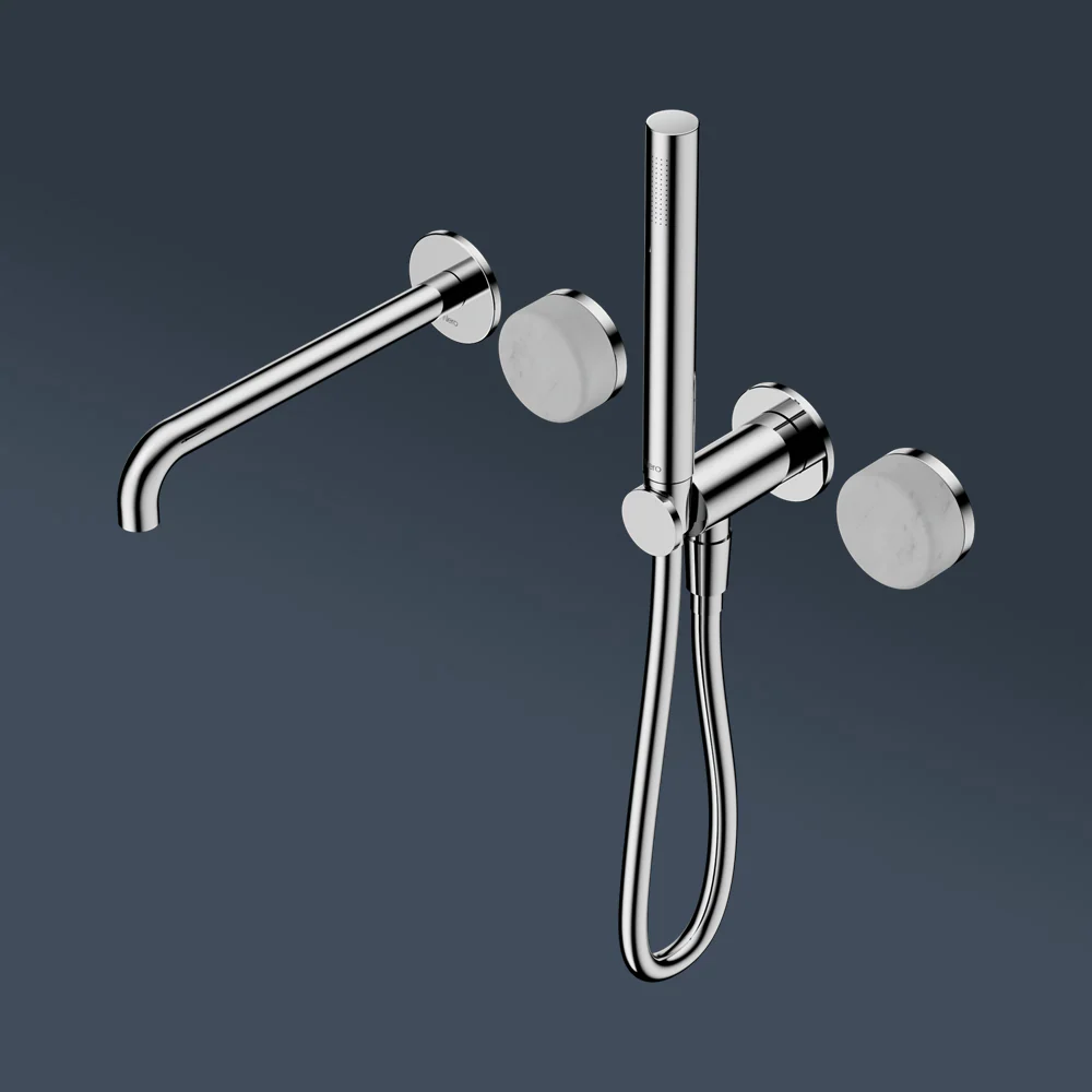 Nero Serenity Progressive Shower System With Spout With Carrara Handle And Slim Shower Chrome - Image 2