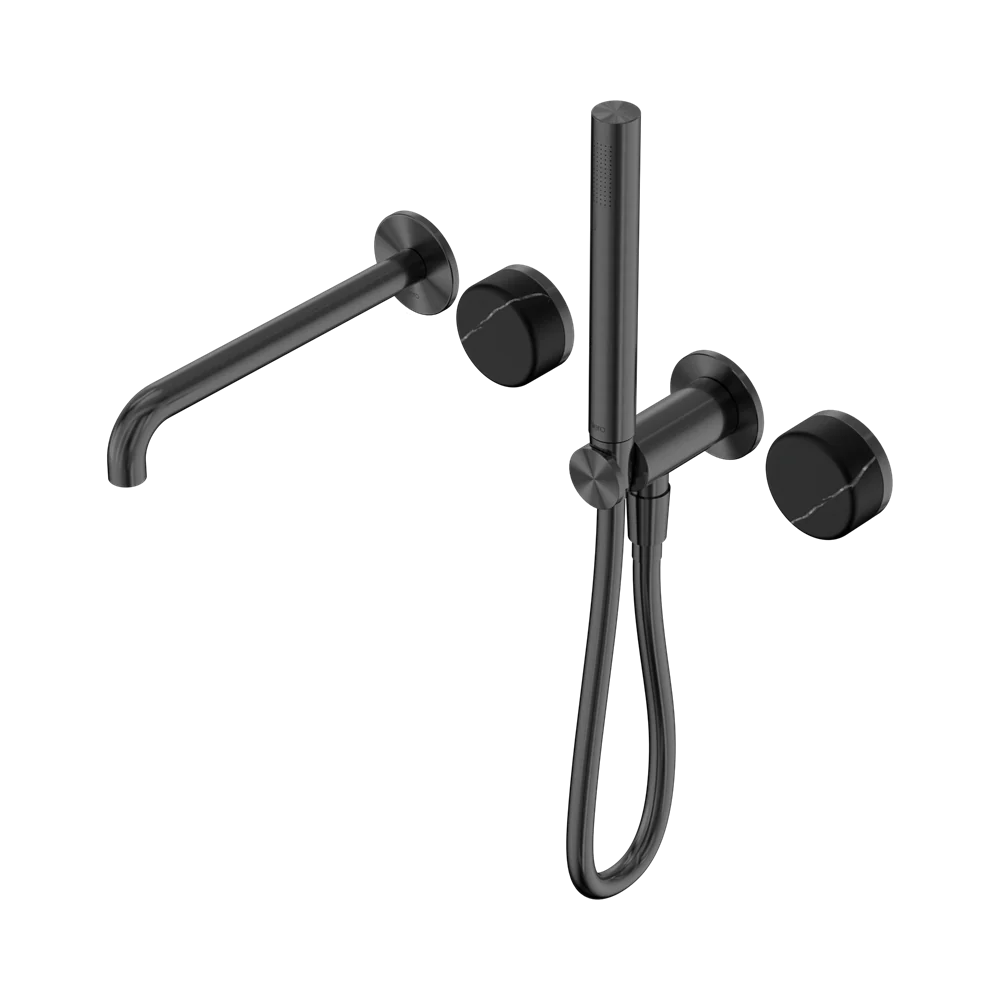 Nero Serenity Progressive Shower System With Spout With Marquina Black Handle And Slim Shower Gunmetal