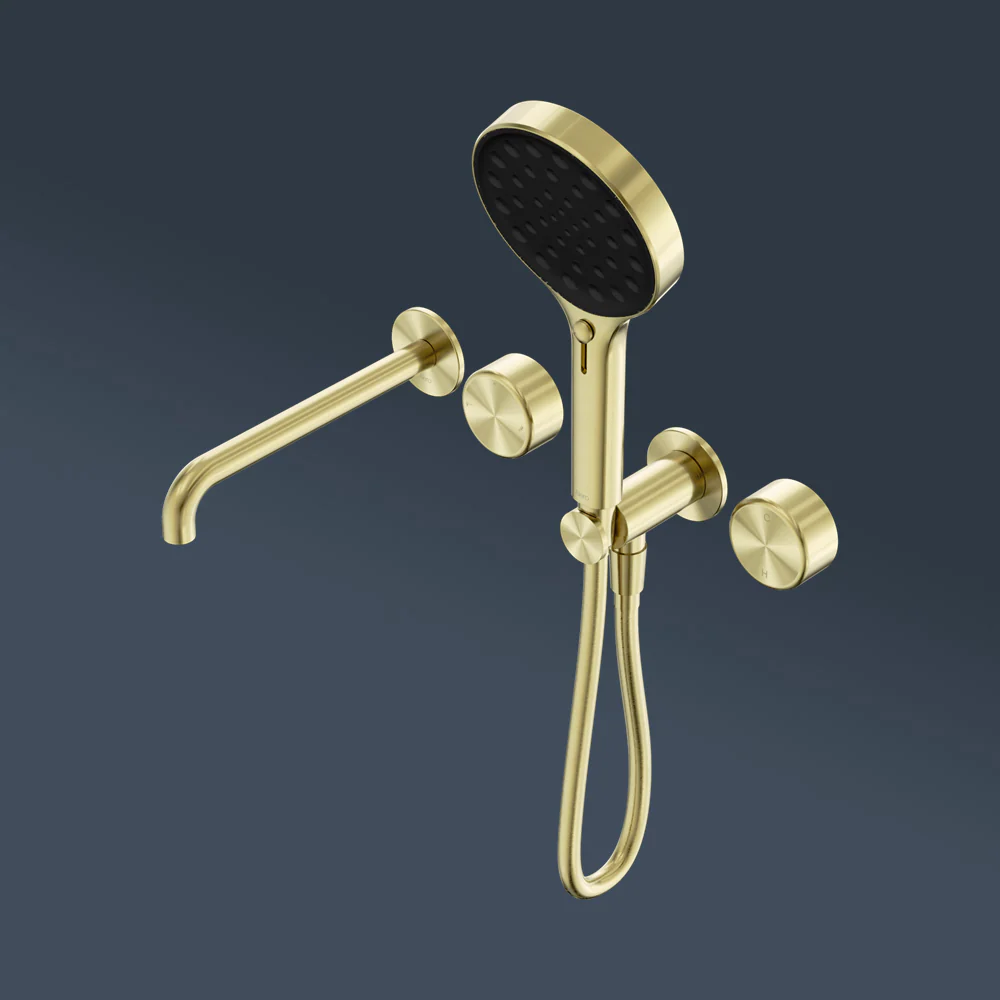 Nero Serenity Progressive Shower System With Spout With Metal Handle And Serenity Hand Shower Brushed Gold - Image 2