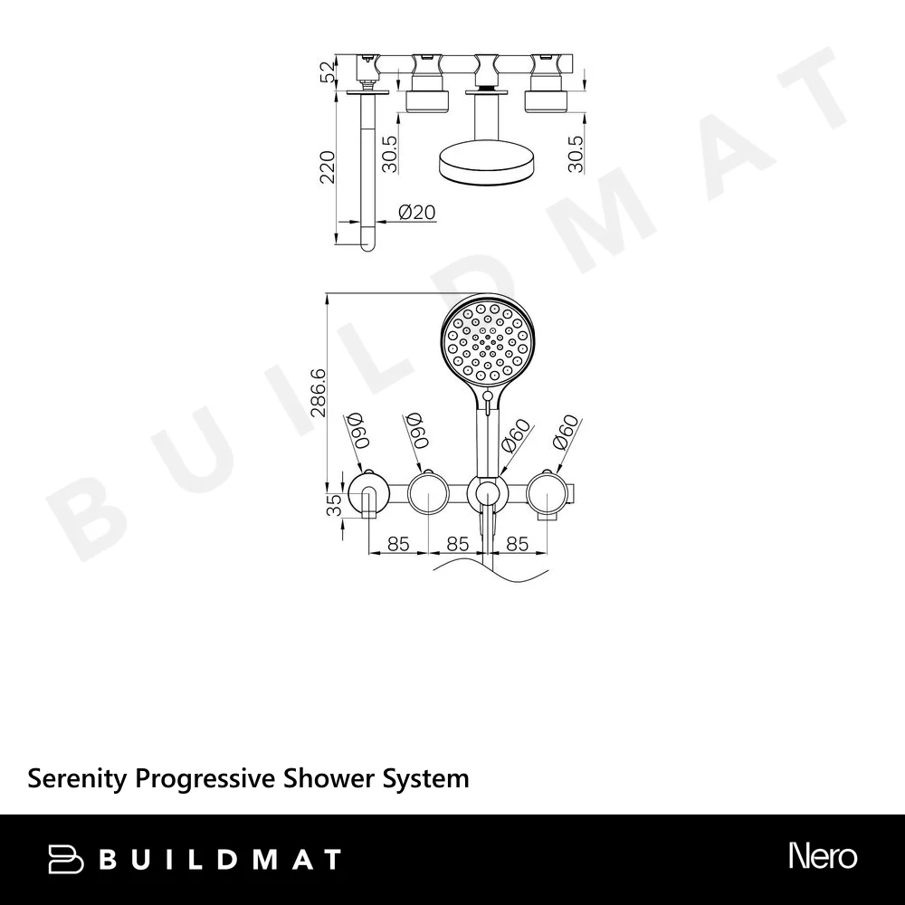 Nero Serenity Progressive Shower System With Spout With Metal Handle And Serenity Hand Shower Gunmetal - Image 4