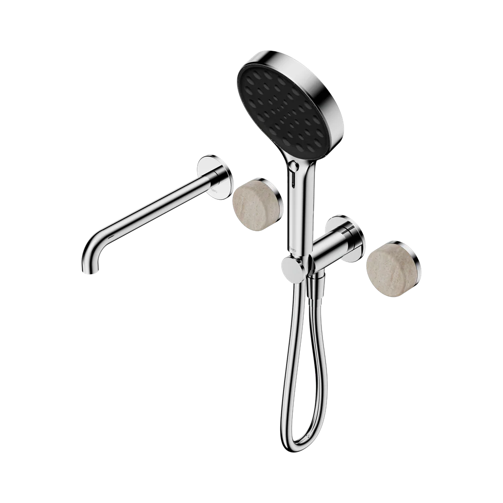 Nero Serenity Progressive Shower System With Spout With Rome Travertine Handle And Serenity Hand Shower Chrome - Image 3