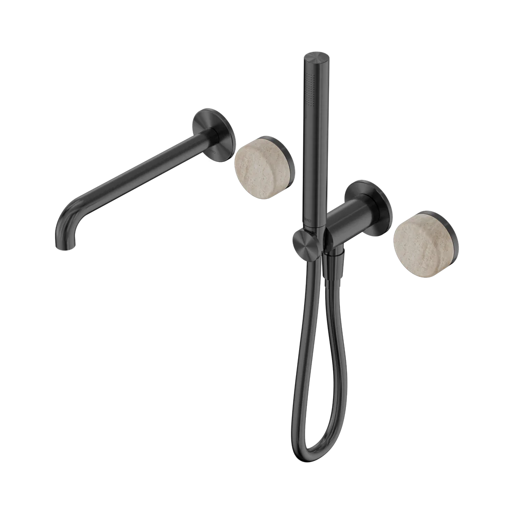 Nero Serenity Progressive Shower System With Spout With Rome Travertine Handle And Slim Shower Gunmetal - Image 3