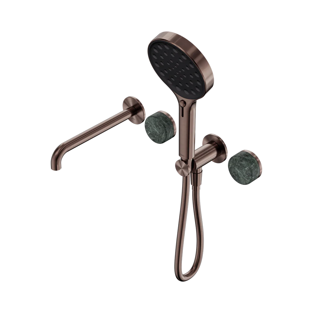 Nero Serenity Progressive Shower System With Spout With Verde Alpi Handle And Serenity Hand Shower Brushed Bronze - Image 3