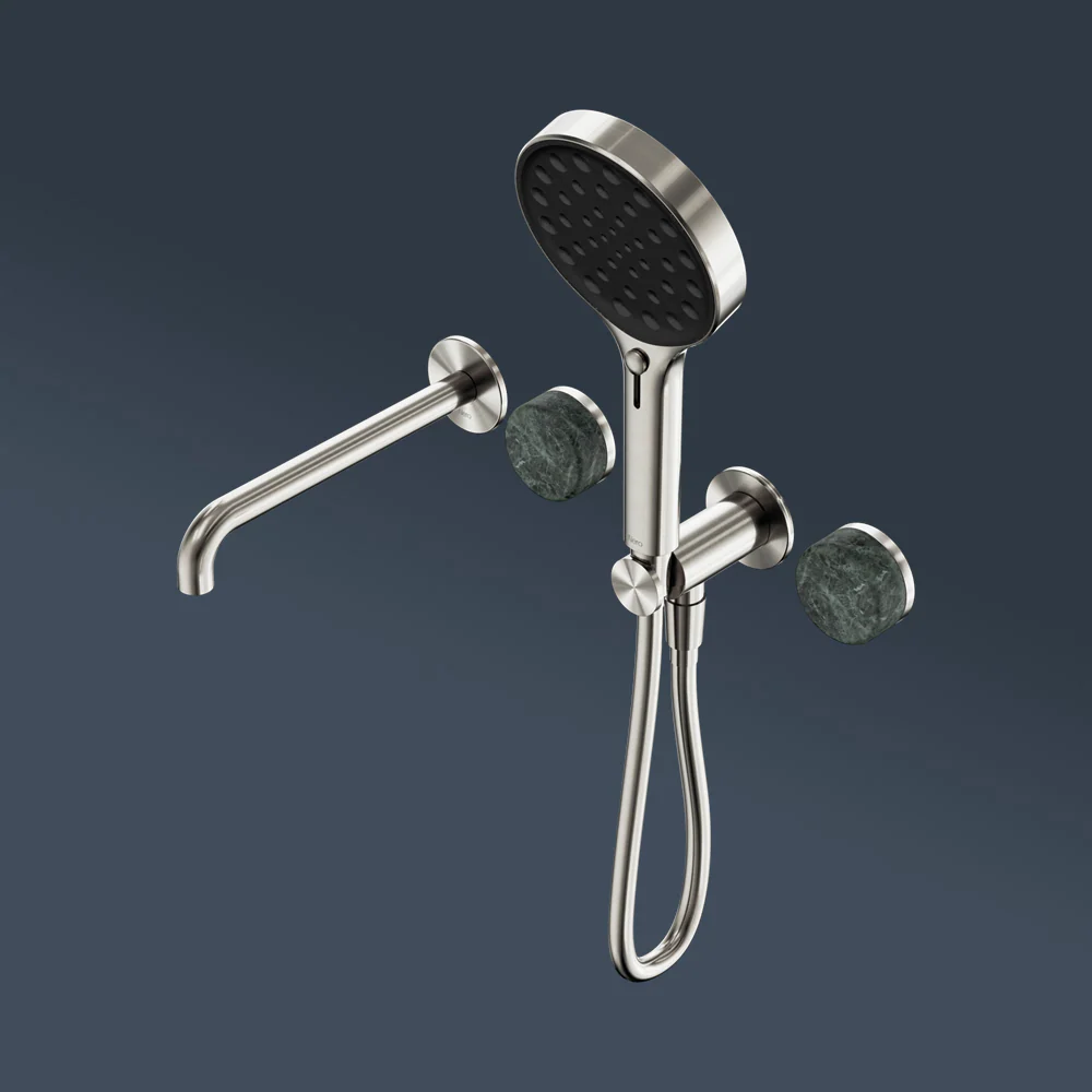 Nero Serenity Progressive Shower System With Spout With Verde Alpi Handle And Serenity Hand Shower Brushed Nickel - Image 2