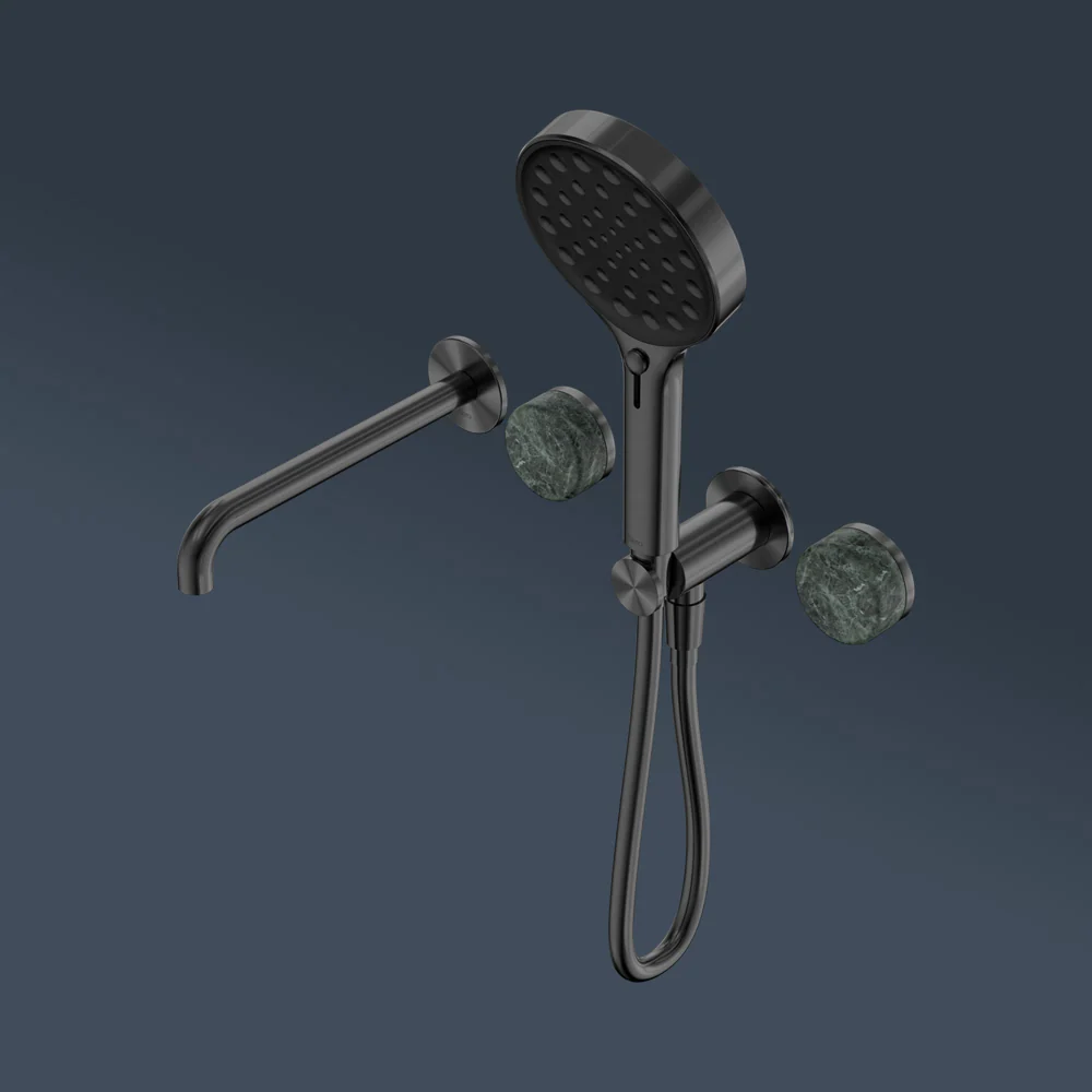 Nero Serenity Progressive Shower System With Spout With Verde Alpi Handle And Serenity Hand Shower Gunmetal - Image 2