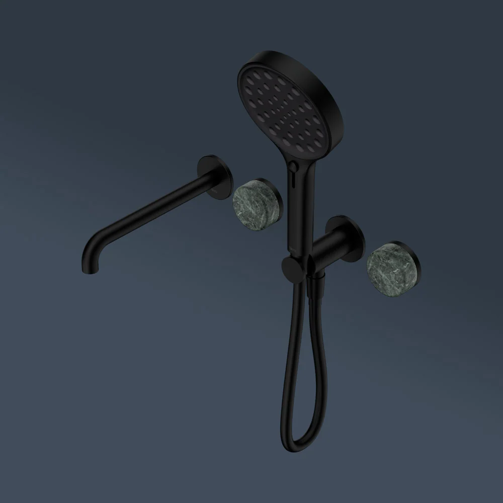 Nero Serenity Progressive Shower System With Spout With Verde Alpi Handle And Serenity Hand Shower Matte Black - Image 2