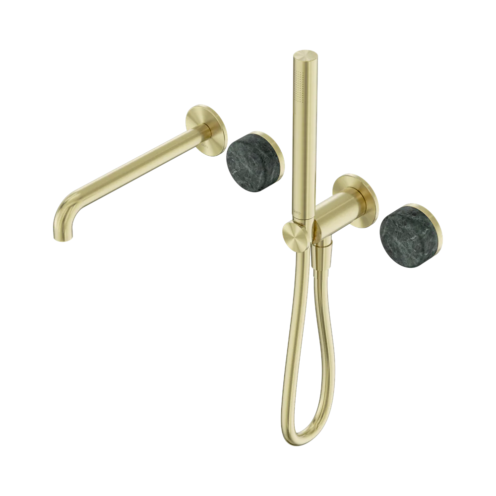 Nero Serenity Progressive Shower System With Spout With Verde Alpi Handle And Slim Shower Brushed Gold - Image 3
