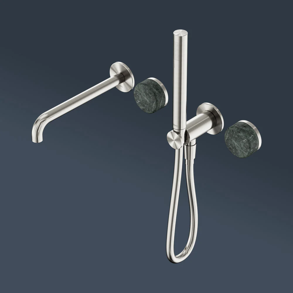 Nero Serenity Progressive Shower System With Spout With Verde Alpi Handle And Slim Shower Brushed Nickel - Image 2