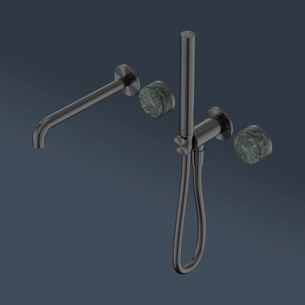 Nero Serenity Progressive Shower System With Spout With Verde Alpi Handle And Slim Shower Gunmetal - Image 2