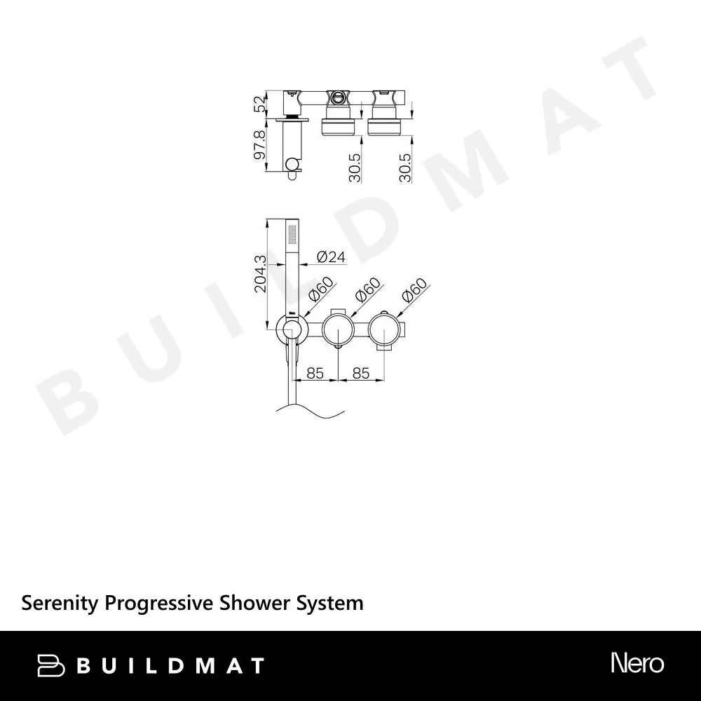 Nero Serenity Progressive Shower System With Verde Alpi Handle And Slim Shower Matte Black - Image 4