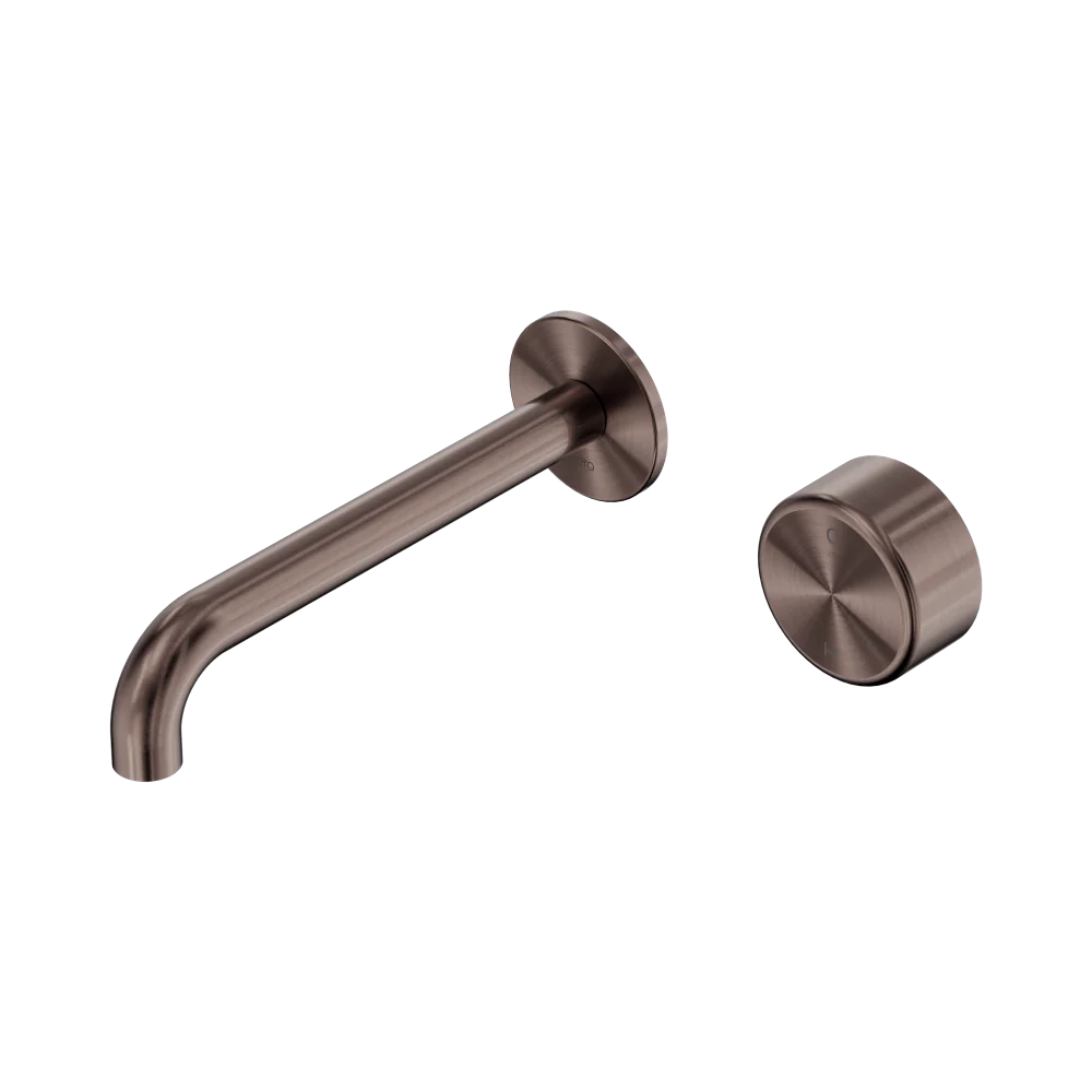 Nero Serenity Progressive Wall Basin Mixer 185mm Spout with Metal Handle Brushed Bronze - Image 3