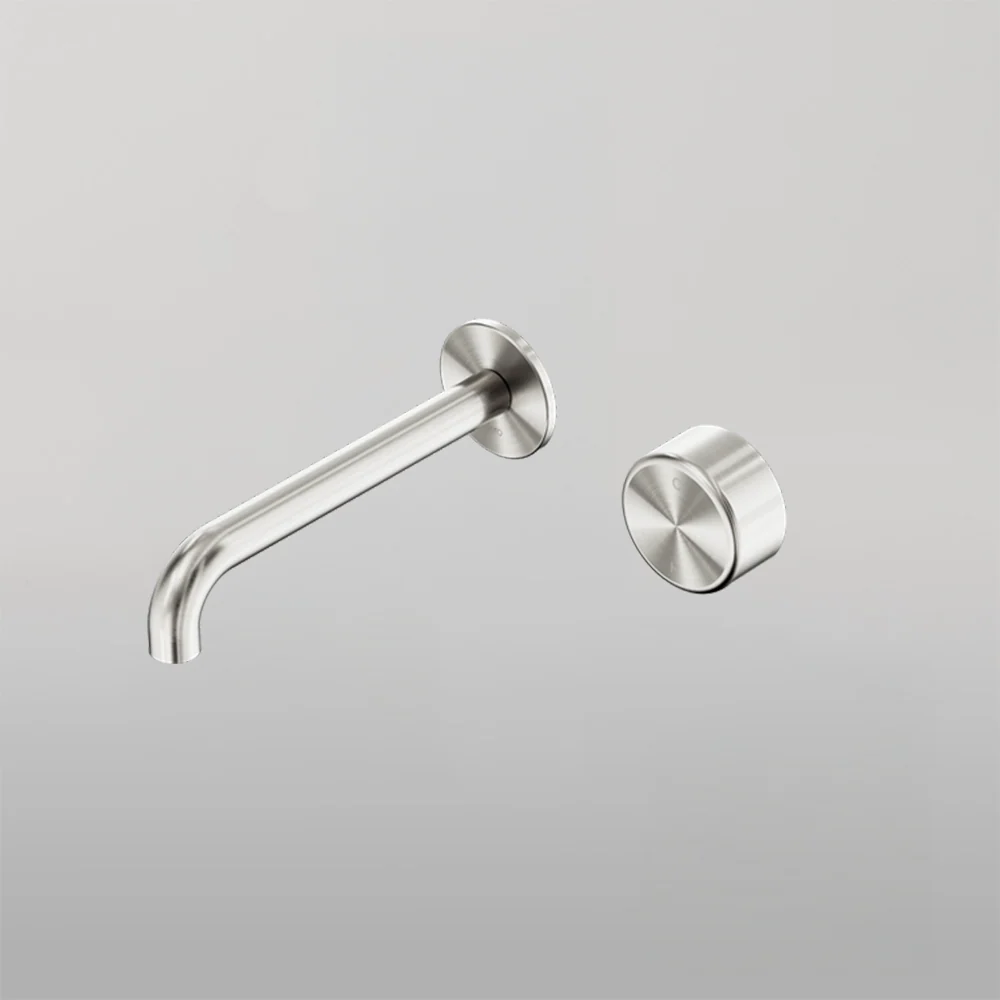 Nero Serenity Progressive Wall Basin/Bath Set 220mm Spout with Metal Handle Brushed Nickel - Image 2