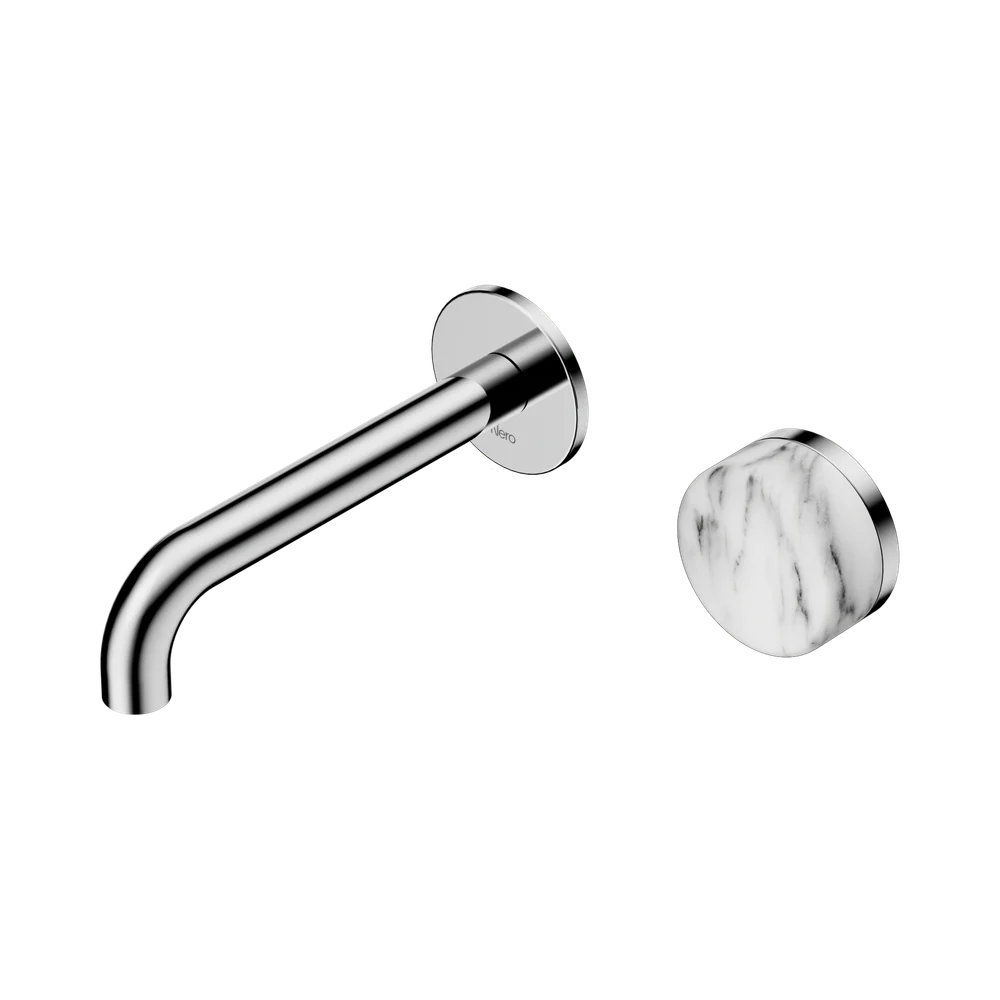 Nero Serenity Progressive Wall Basin Mixer 160mm Spout With Arabescato Corchia Handle Chrome - Image 3