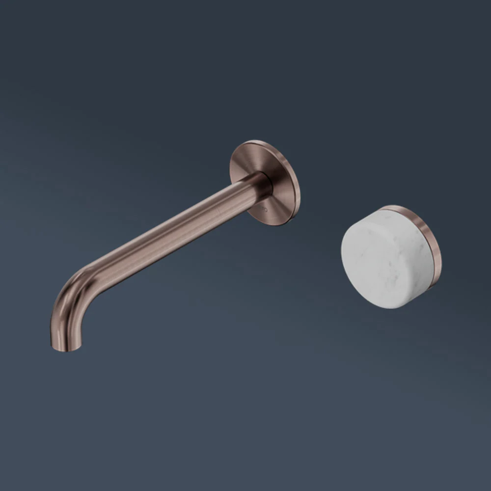 Nero Serenity Progressive Wall Basin Mixer 160mm Spout With Carrara Handle Brushed Bronze - Image 2