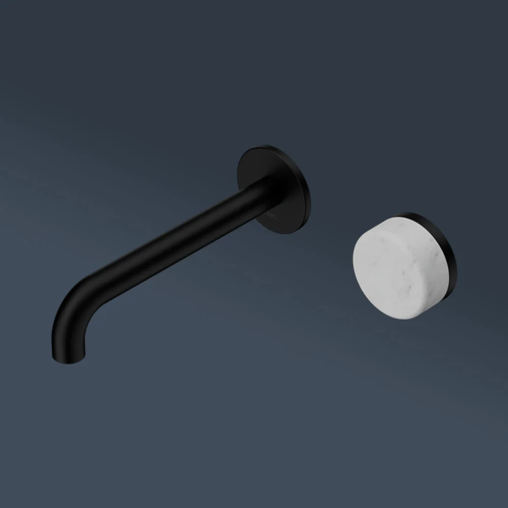 Nero Serenity Progressive Wall Basin Mixer 160mm Spout With Carrara Handle Matte Black - Image 2