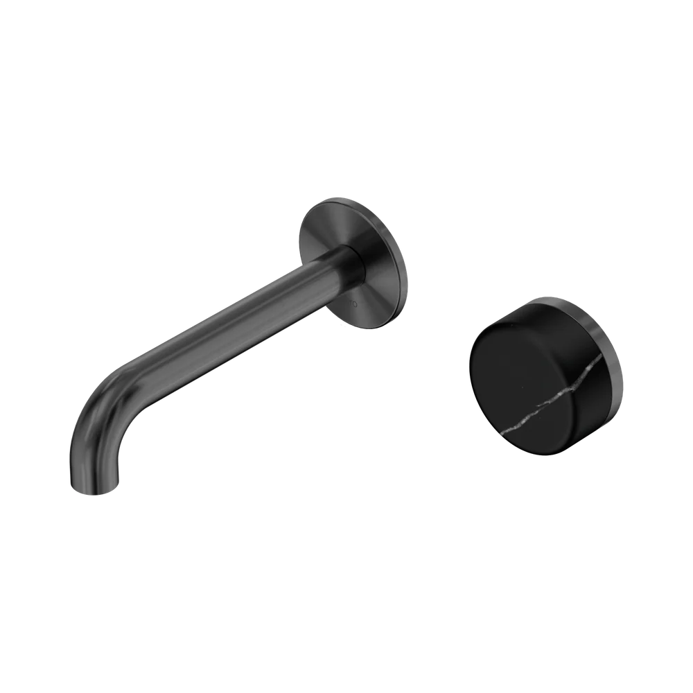 Nero Serenity Progressive Wall Basin Mixer 160mm Spout With Marquina Black Handle Gunmetal