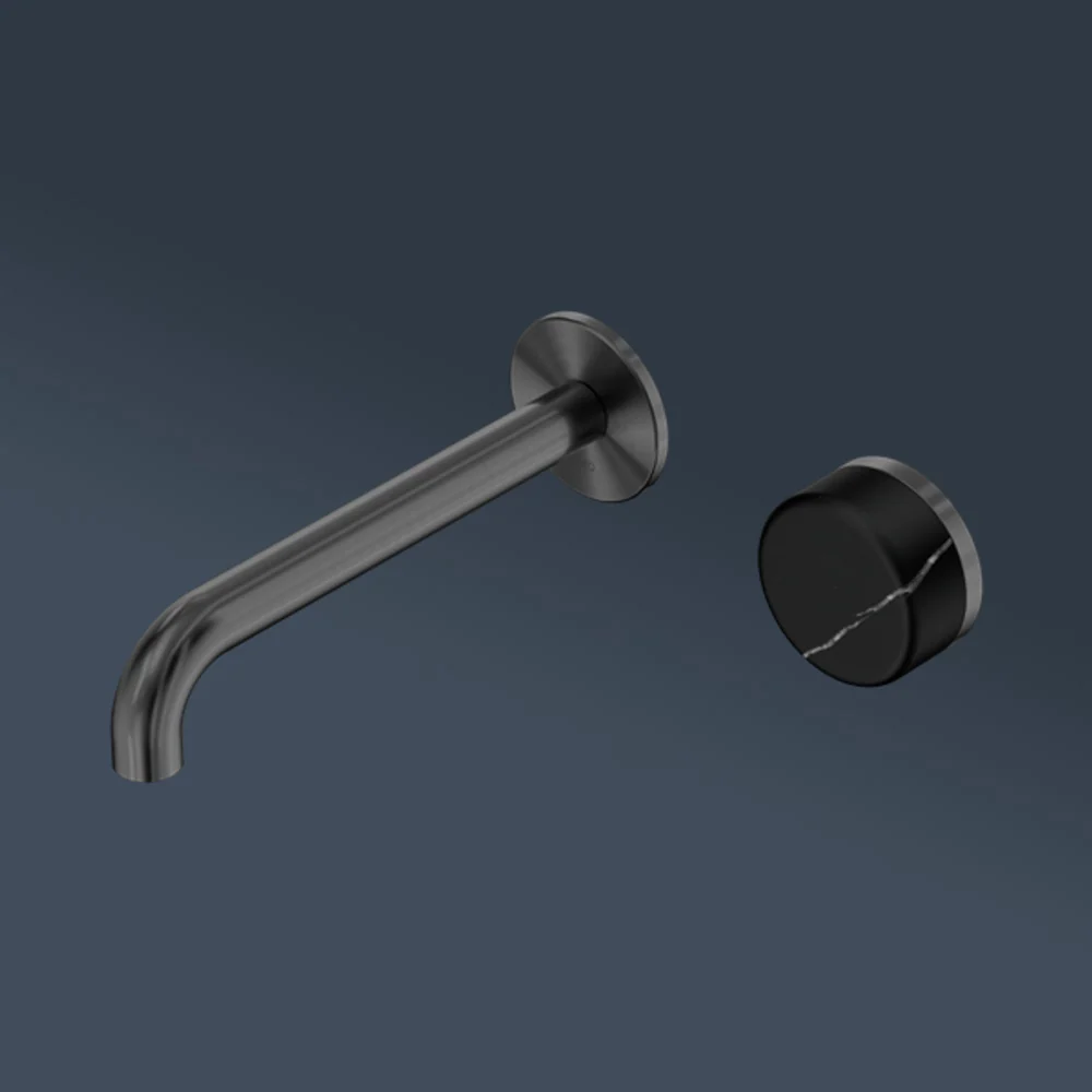 Nero Serenity Progressive Wall Basin Mixer 160mm Spout With Marquina Black Handle Gunmetal - Image 2