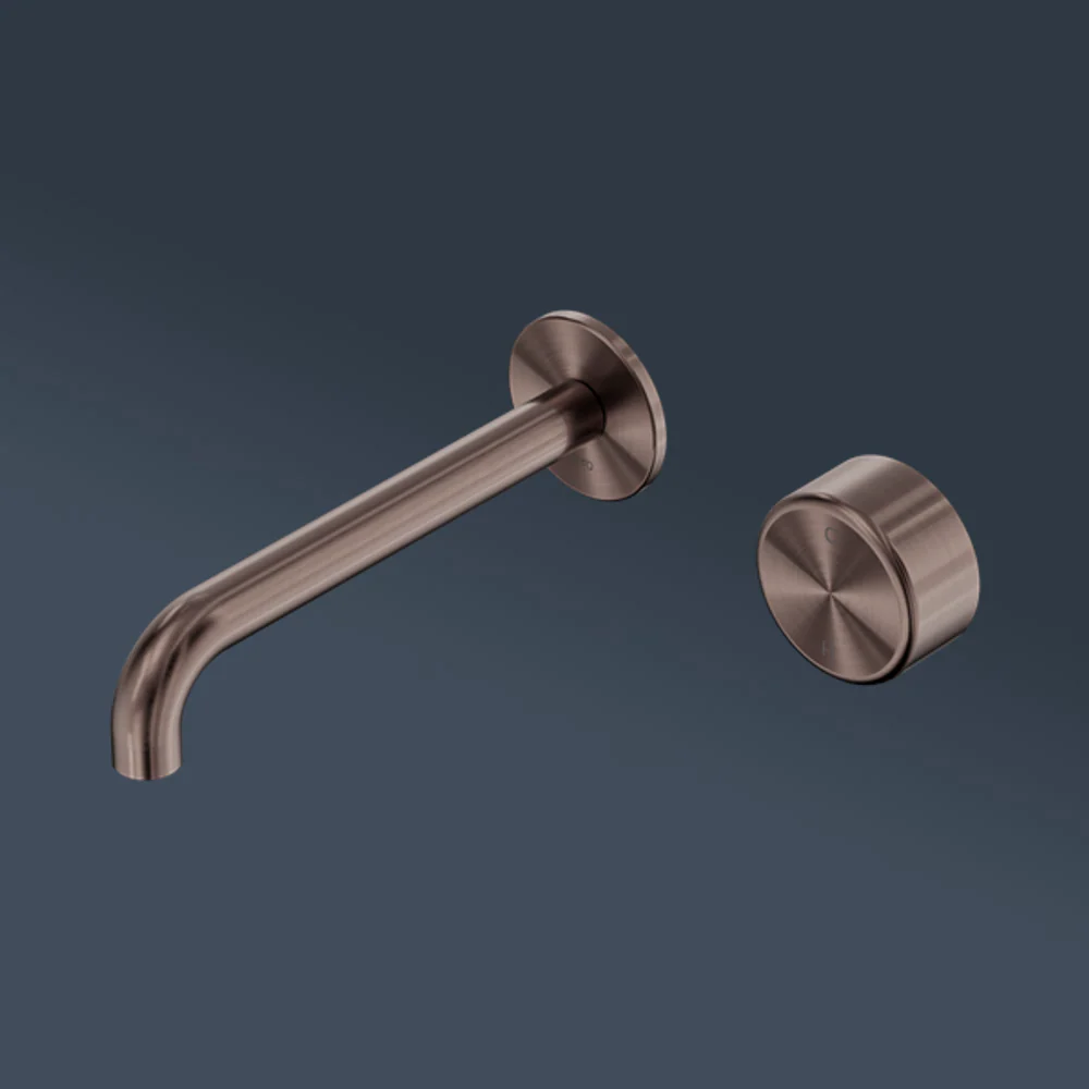 Nero Serenity Progressive Wall Basin Mixer 160mm Spout With Metal Handle Brushed Bronze - Image 2