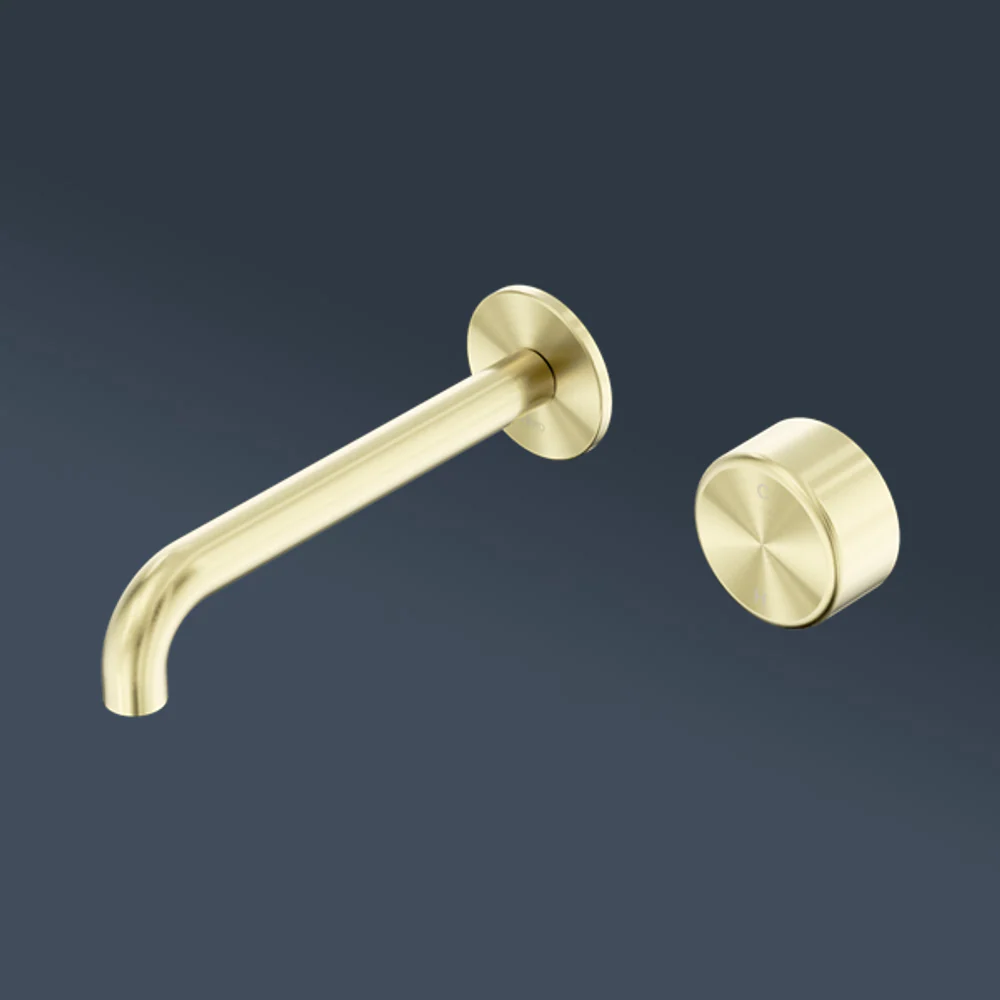 Nero Serenity Progressive Wall Basin Mixer 160mm Spout With Metal Handle Brushed Gold - Image 2