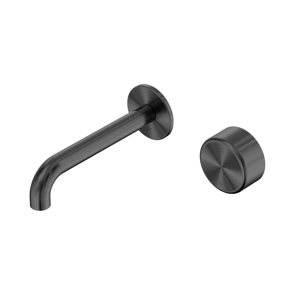 Nero Serenity Progressive Wall Basin Mixer 160mm Spout With Metal Handle Gunmetal