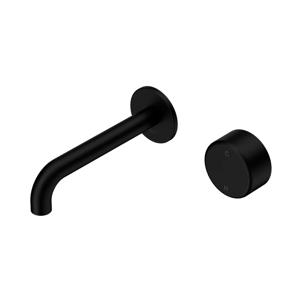 Nero Serenity Progressive Wall Basin Mixer 160mm Spout With Metal Handle Matte Black