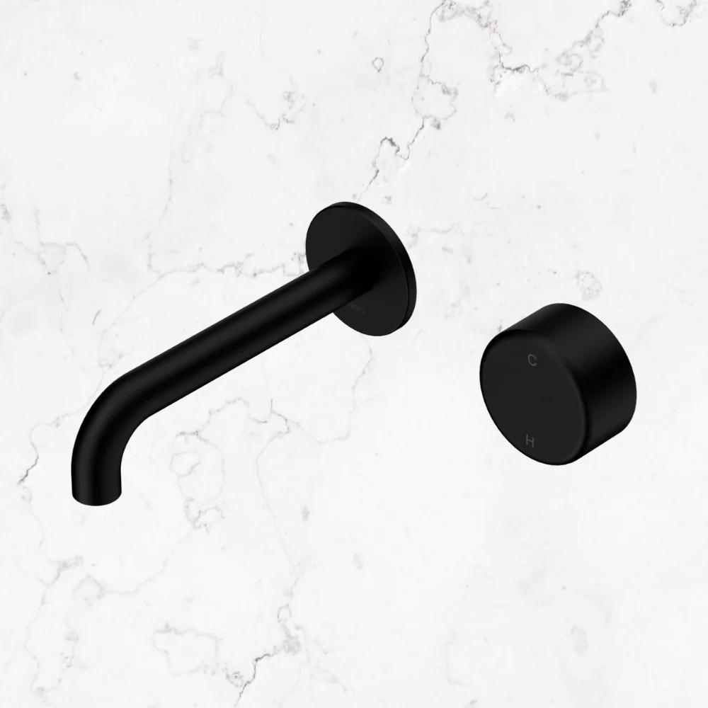 Nero Serenity Progressive Wall Basin Mixer 160mm Spout With Metal Handle Matte Black - Image 2