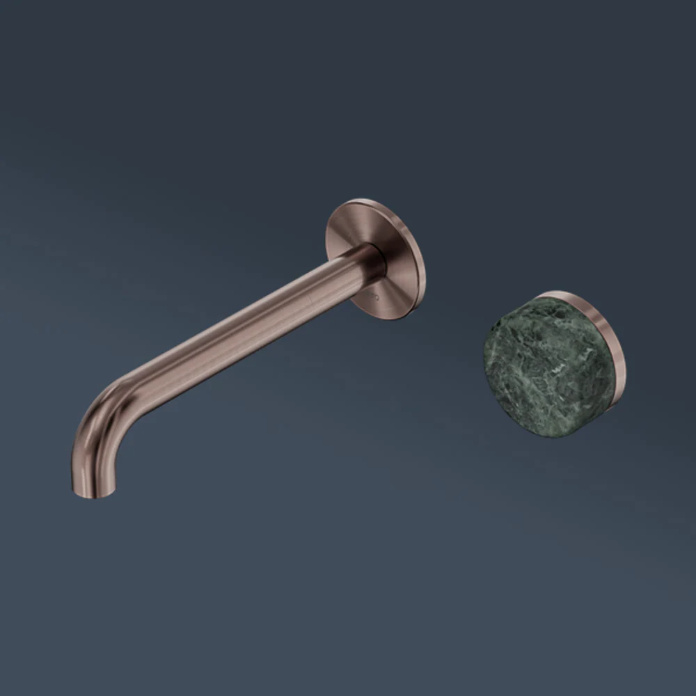 Nero Serenity Progressive Wall Basin Mixer 160mm Spout With Verde Alpi Handle Brushed Bronze - Image 2