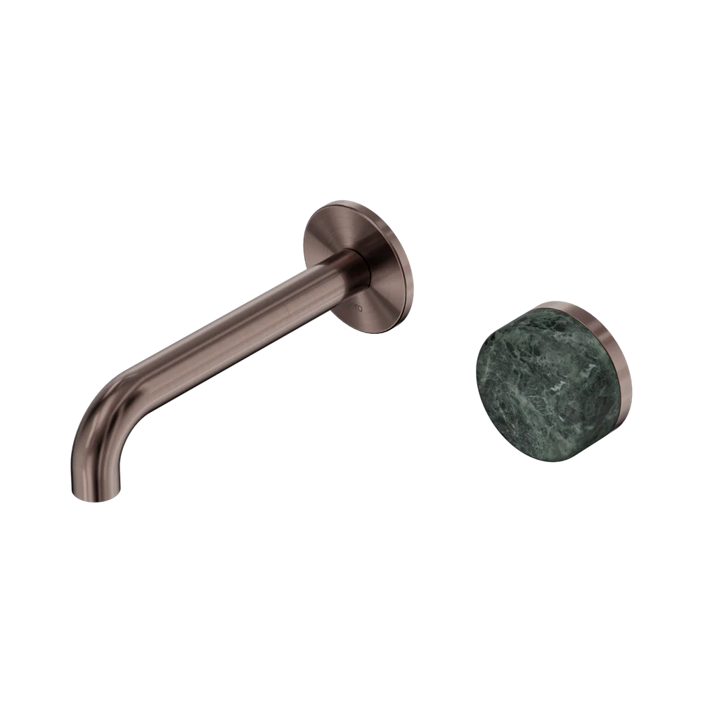 Nero Serenity Progressive Wall Basin Mixer 160mm Spout With Verde Alpi Handle Brushed Bronze - Image 3