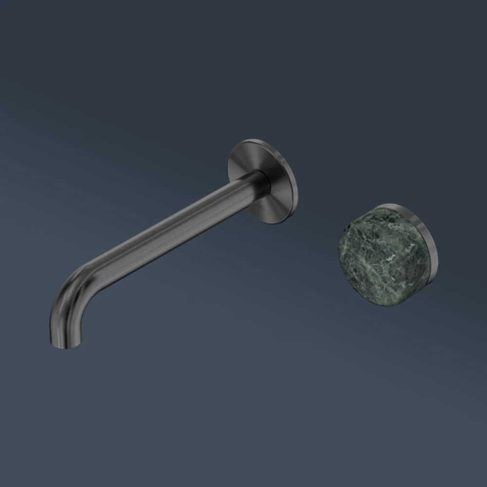 Nero Serenity Progressive Wall Basin Mixer 160mm Spout With Verde Alpi Handle Gunmetal - Image 2