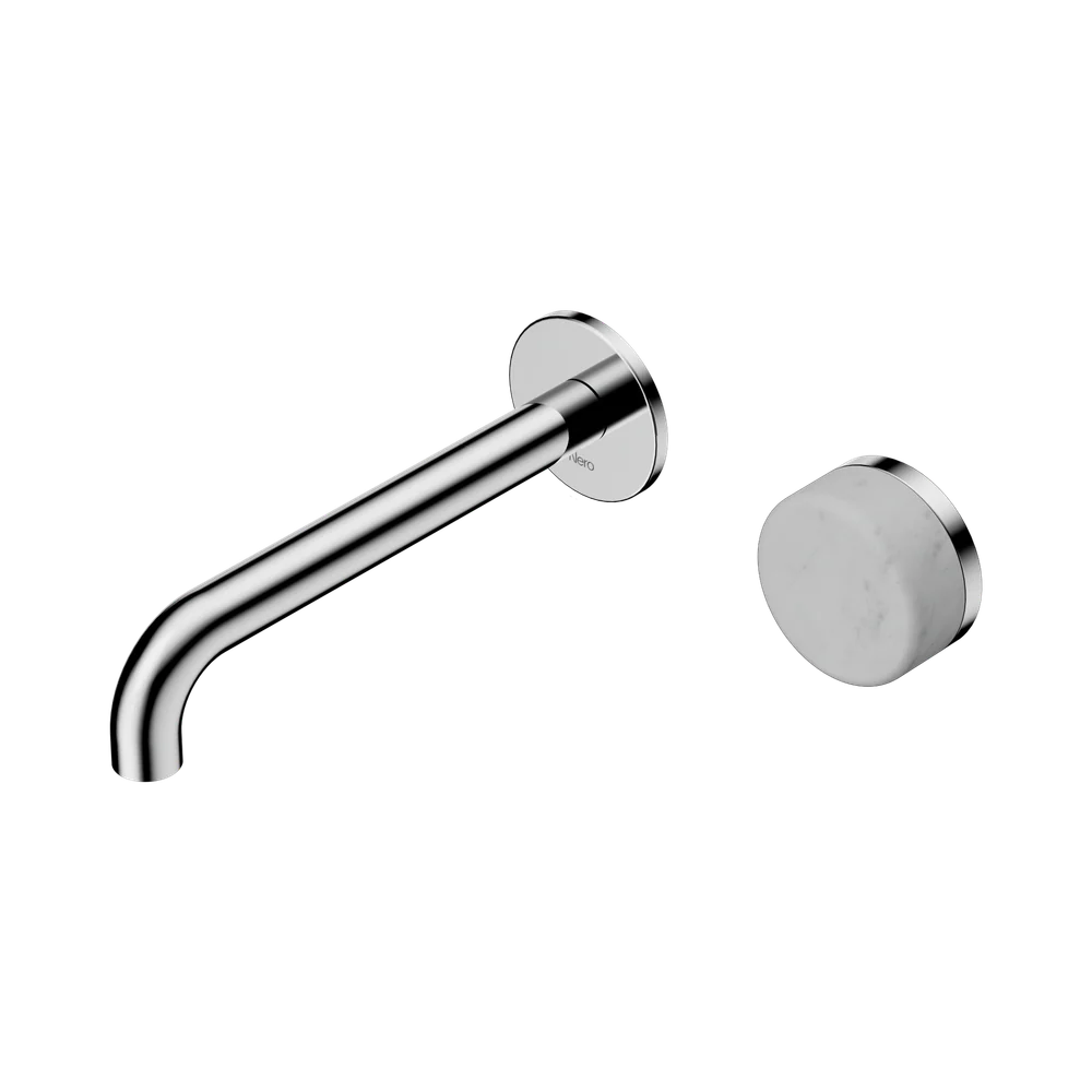 Nero Serenity Progressive Wall Basin Mixer 185mm Spout With Carrara Handle Chrome - Image 3