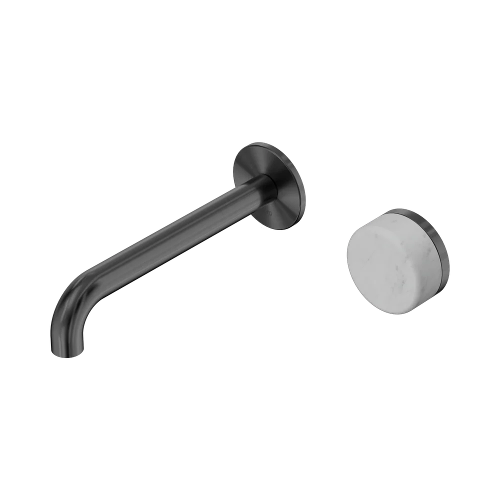 Nero Serenity Progressive Wall Basin Mixer 185mm Spout With Carrara Handle Gunmetal - Image 3