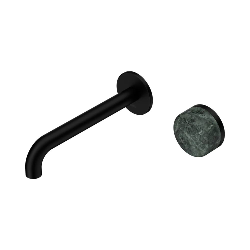 Nero Serenity Progressive Wall Basin Mixer 185mm Spout With Verde Alpi Handle Matte Black - Image 3
