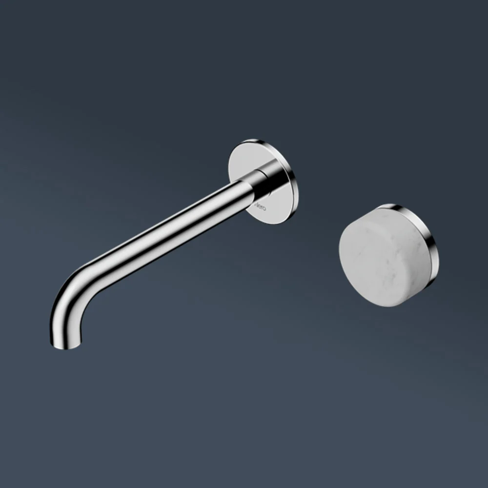 Nero Serenity Progressive Wall Basin Mixer 220mm Spout With Carrara Handle Chrome - Image 2