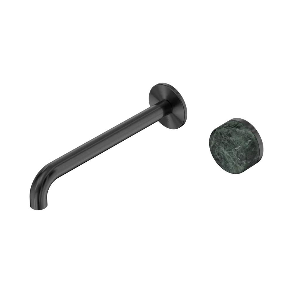 Nero Serenity Progressive Wall Basin Mixer 220mm Spout with Verde Alpi Handle Gunmetal - Image 3