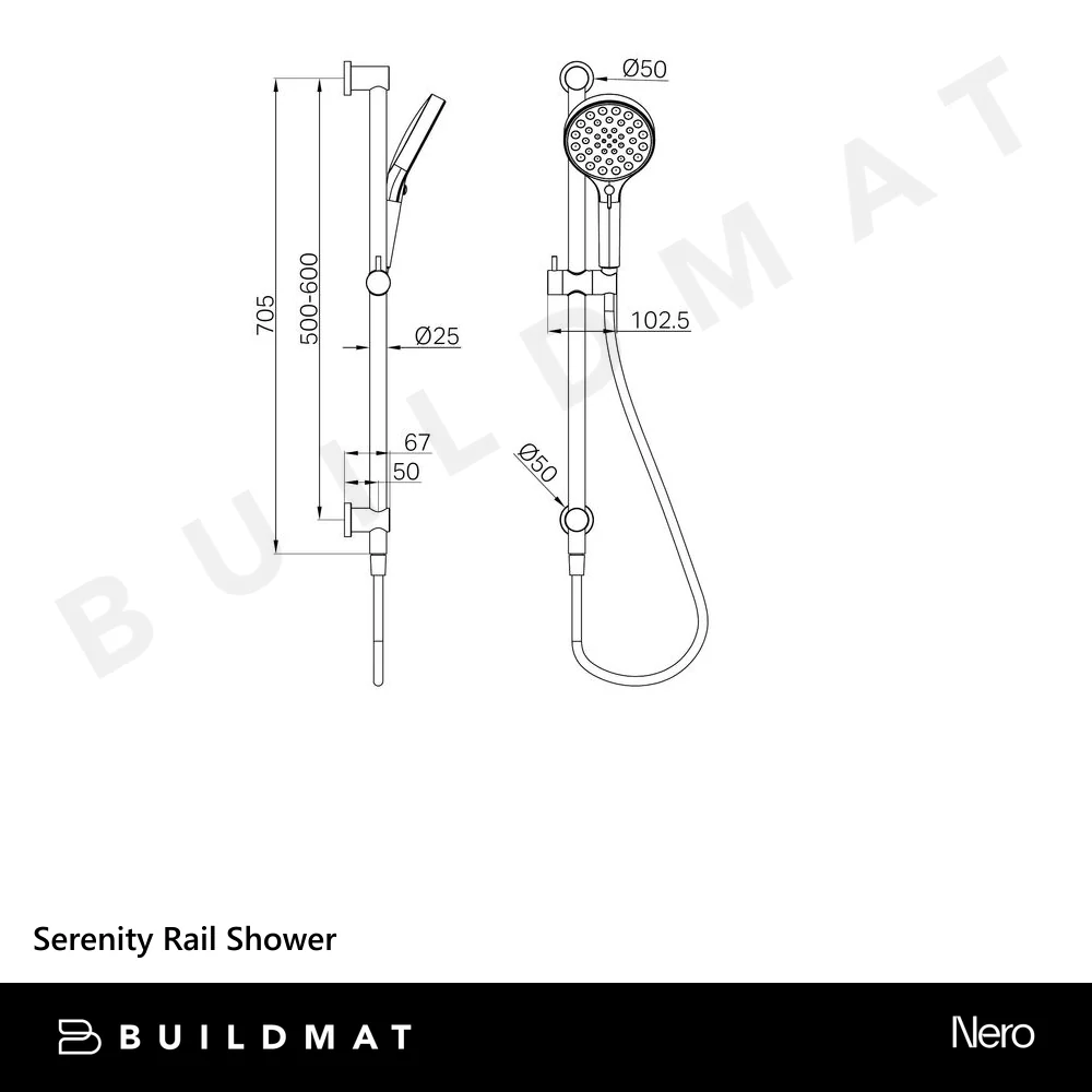Nero Serenity Rail Shower Chrome - Image 4