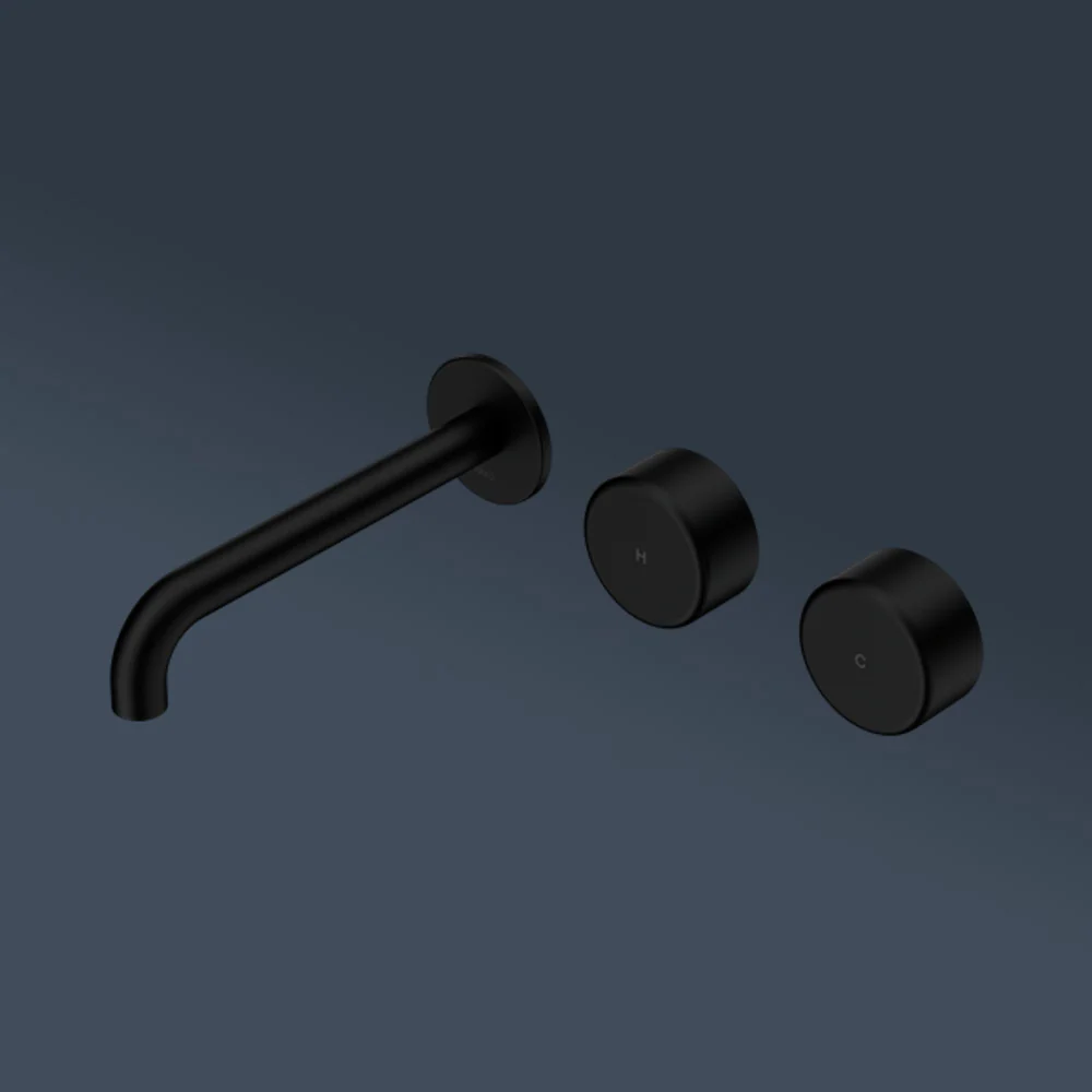 Nero Serenity Wall Basin Set 160mm Offset Spout With Metal Handle Matte Black - Image 2