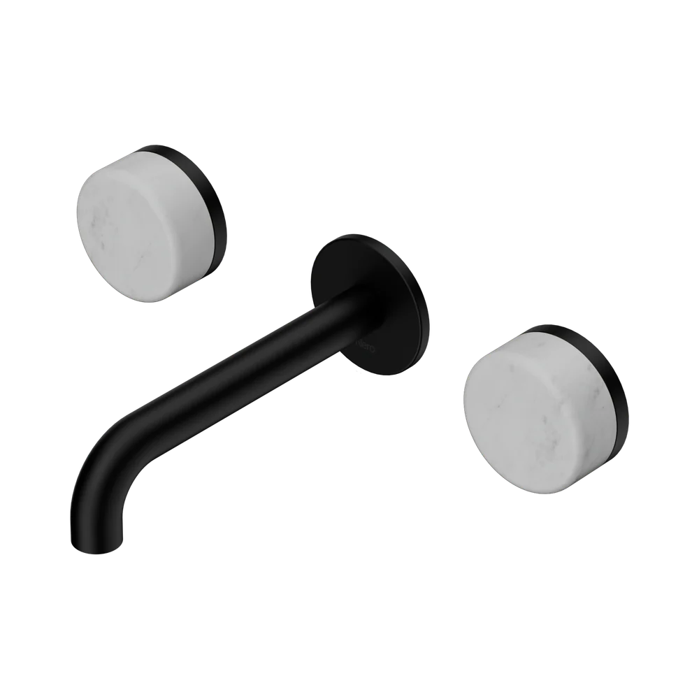 Nero Serenity Wall Basin Set 160mm Spout With Carrara Handle Matte Black - Image 3