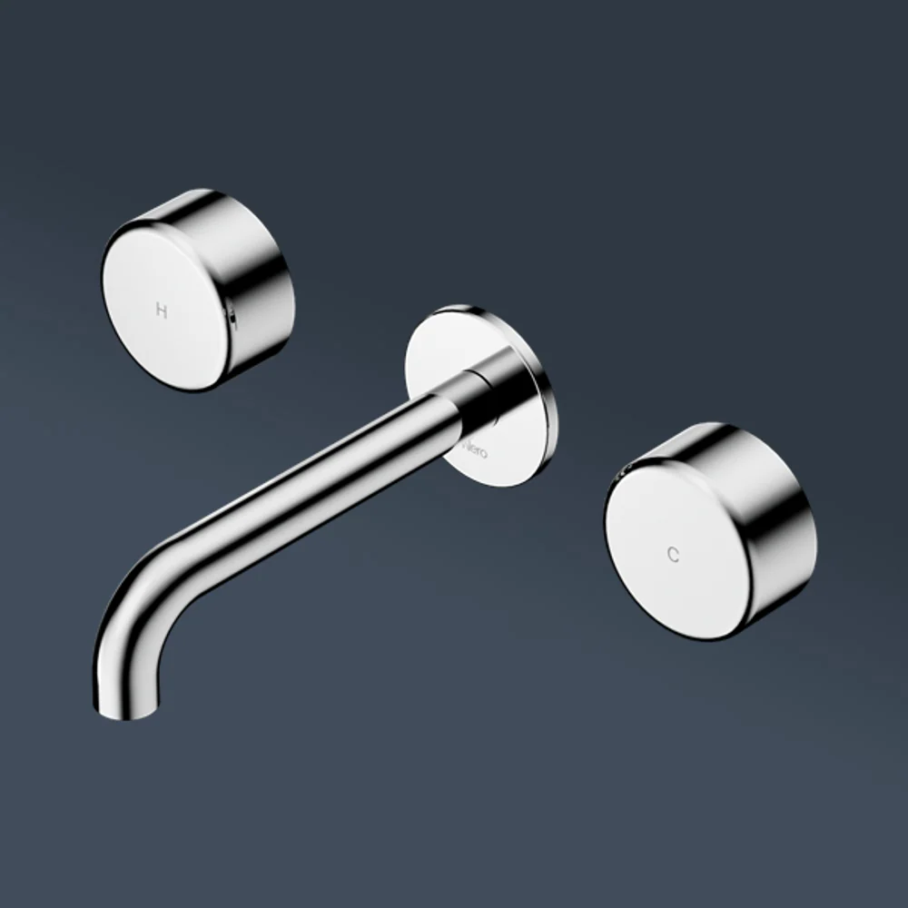 Nero Serenity Wall Basin Set 160mm Spout With Metal Handle Chrome - Image 2