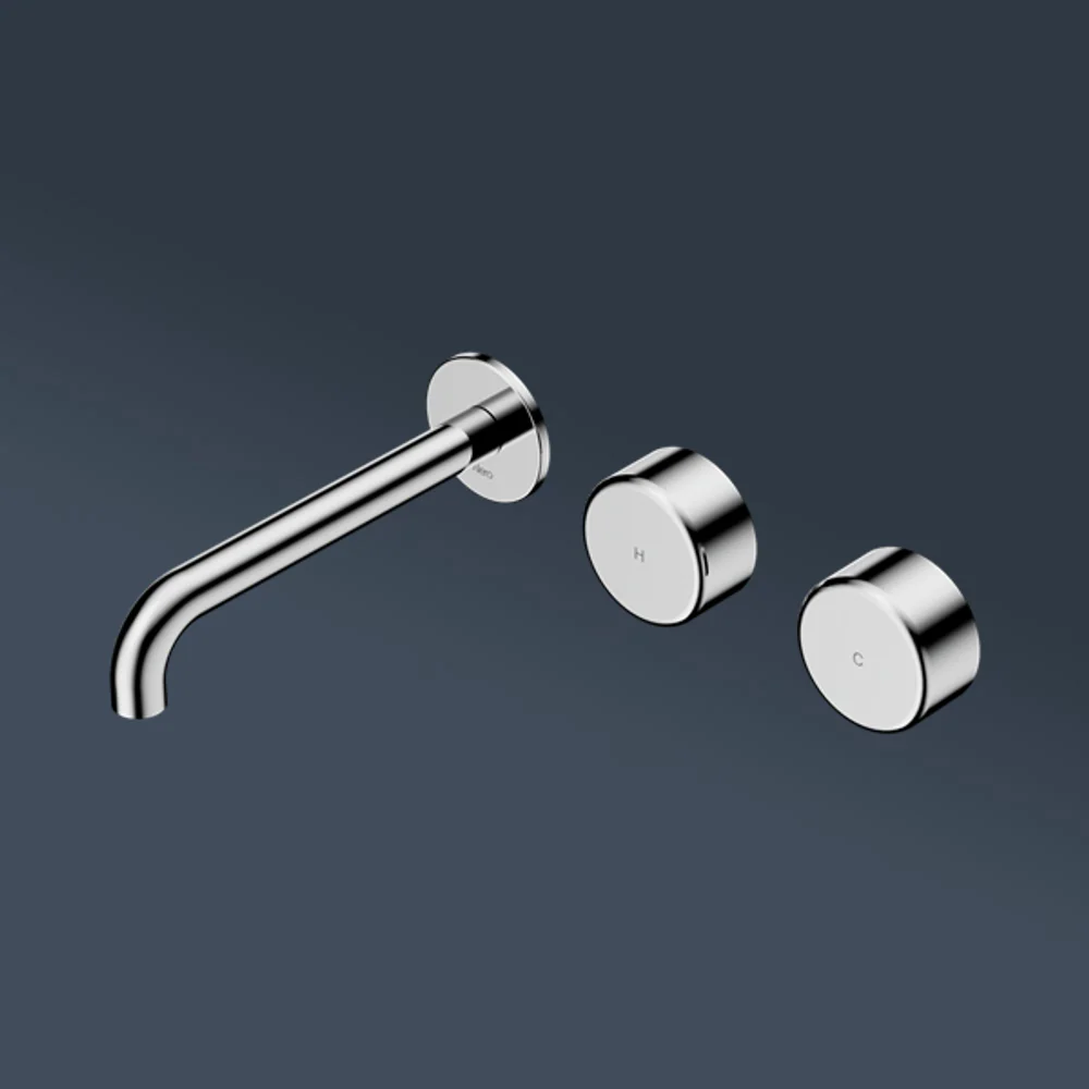 Nero Serenity Wall Basin Set 185mm Offset Spout With Metal Handle Chrome - Image 2