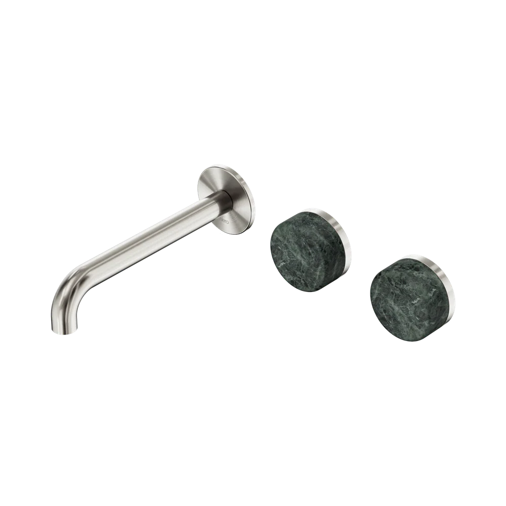 Nero Serenity Wall Basin Set 185mm Offset Spout With Verde Alpi Handle Brushed Nickel - Image 3