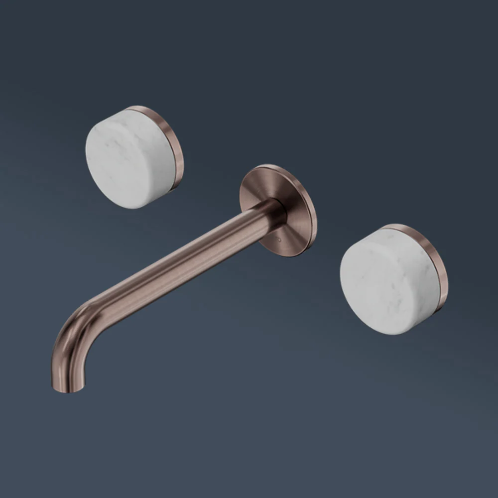 Nero Serenity Wall Basin Set 185mm Spout With Carrara Handle Brushed Bronze - Image 2