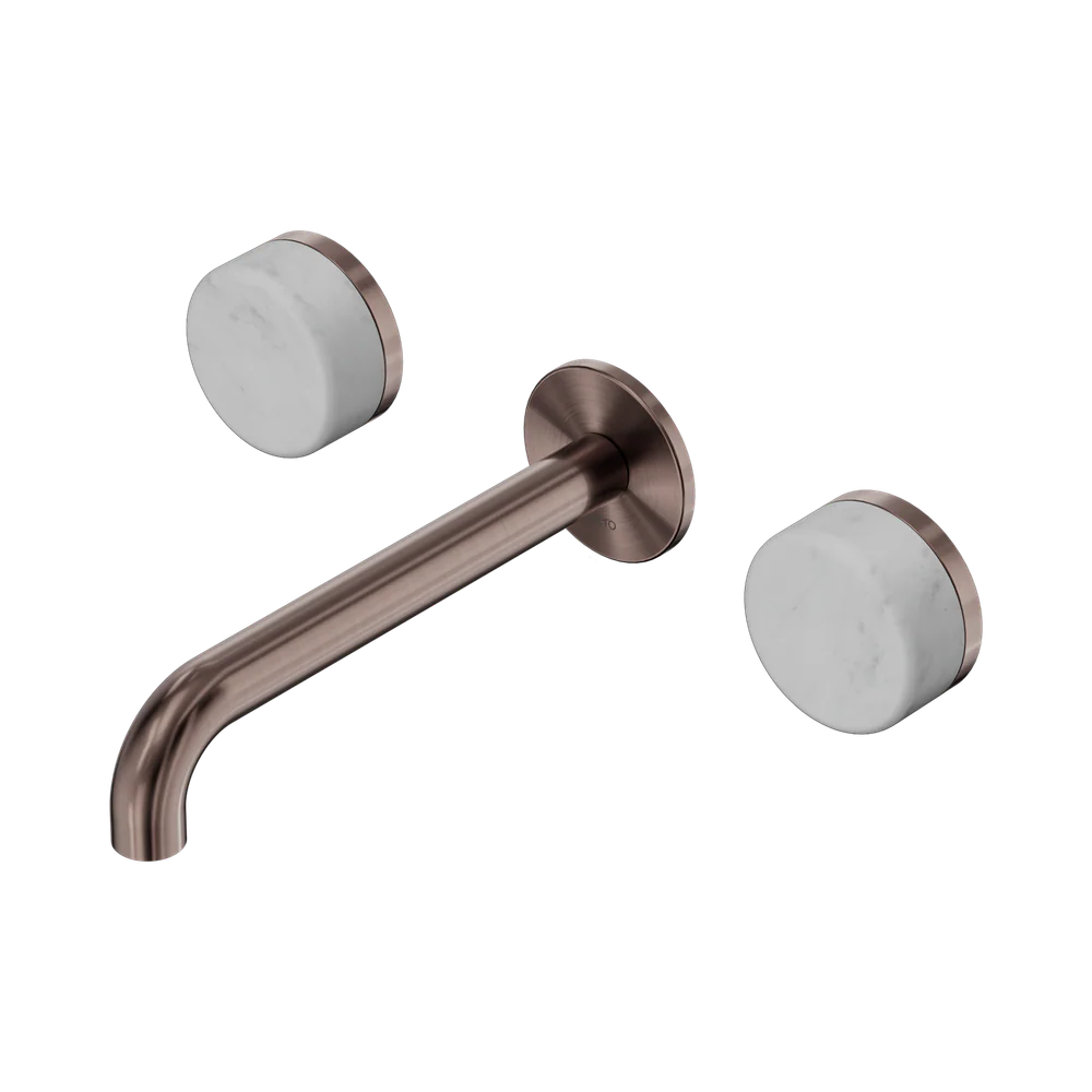 Nero Serenity Wall Basin Set 185mm Spout With Carrara Handle Brushed Bronze - Image 3