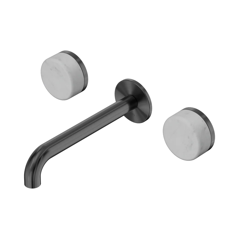 Nero Serenity Wall Basin Set 185mm Spout With Carrara Handle Gunmetal - Image 3