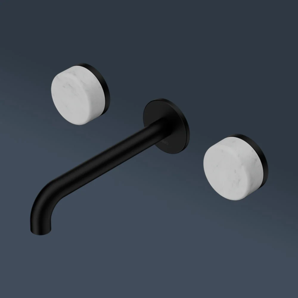 Nero Serenity Wall Basin Set 185mm Spout With Carrara Handle Matte Black - Image 2