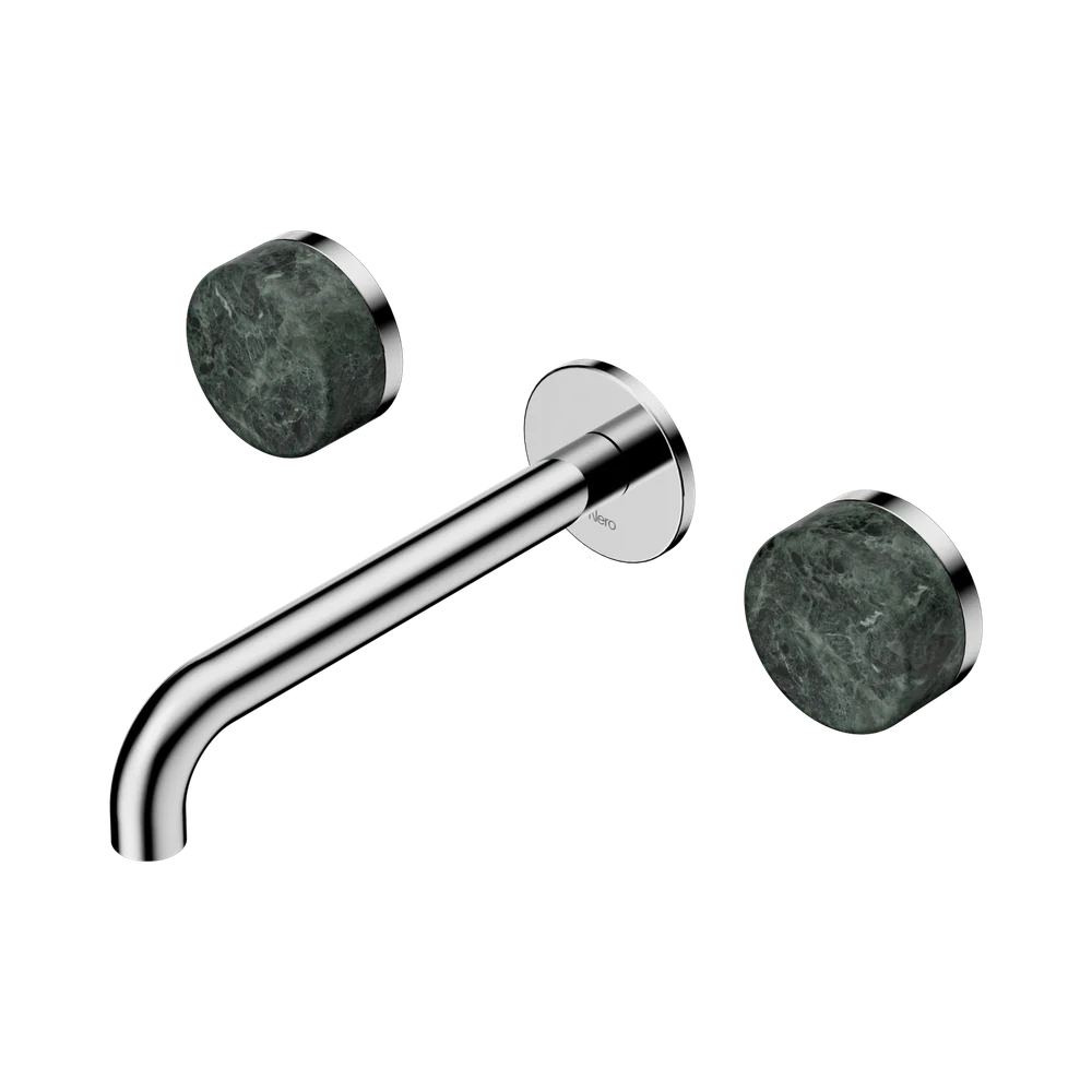 Nero Serenity Wall Basin Set 185mm Spout With Verde Alpi Handle Chrome - Image 3