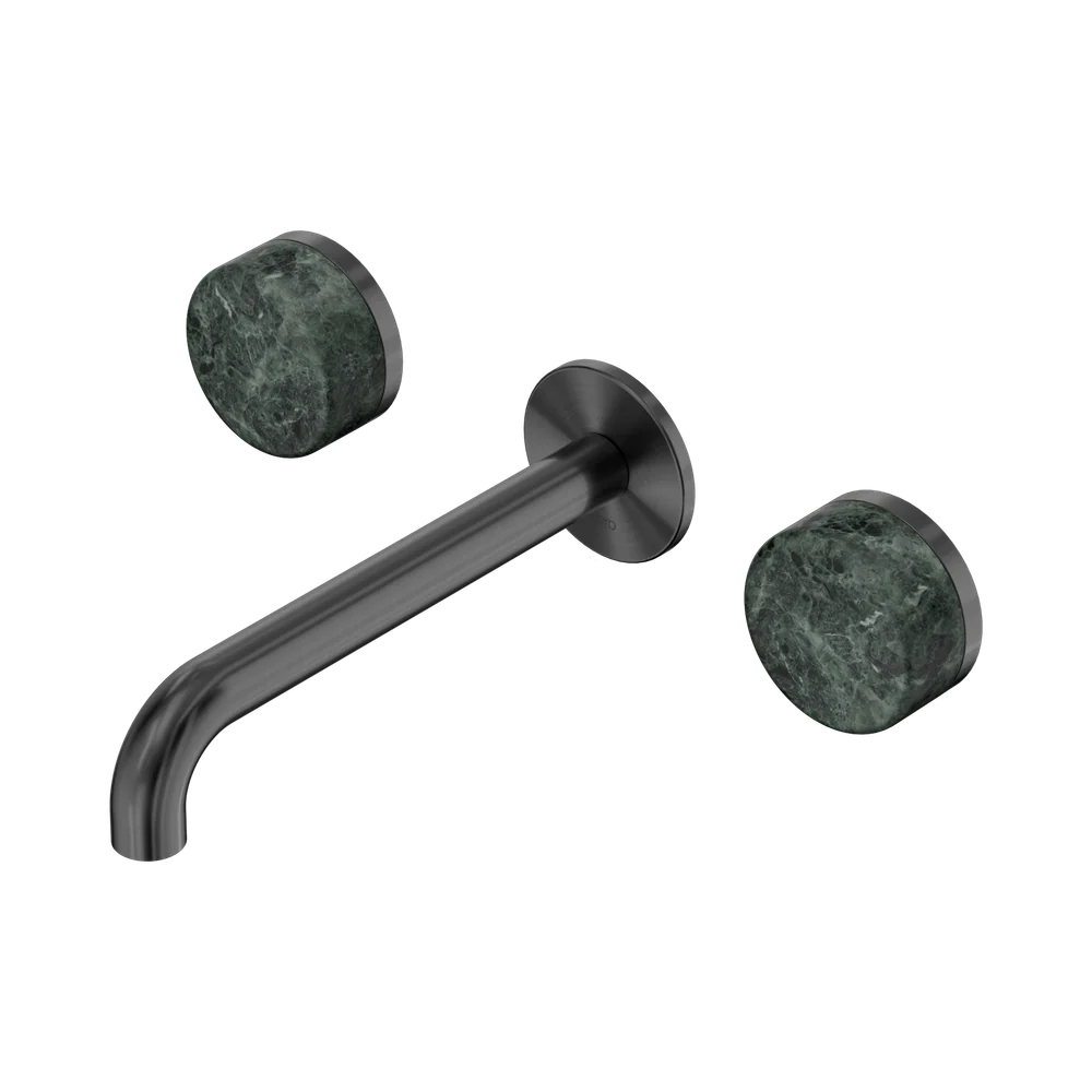 Nero Serenity Wall Basin Set 185mm Spout With Verde Alpi Handle Gunmetal - Image 3
