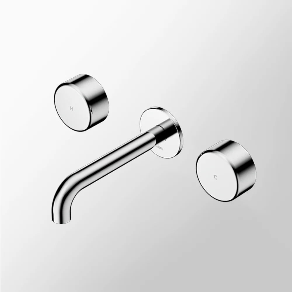 Nero Serenity Wall Basin Set 185mm with Metal Handle Chrome - Image 2