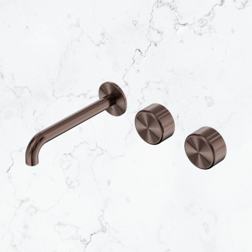 Nero Serenity Wall Basin Set 220mm Offset Spout with Metal Handle Brushed Bronze - Image 2
