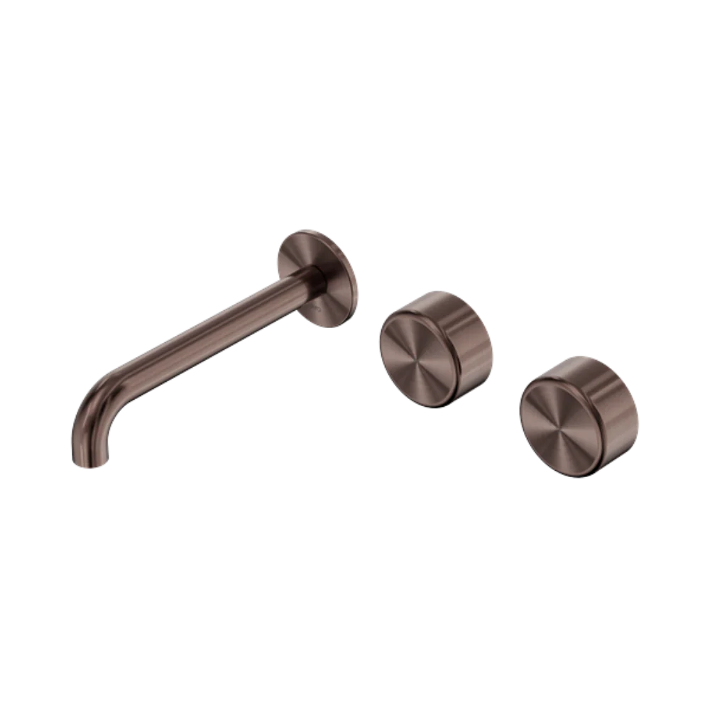 Nero Serenity Wall Basin Set 220mm Offset Spout with Metal Handle Brushed Bronze - Image 3