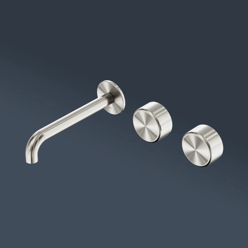 Nero Serenity Wall Basin Set 220mm Offset Spout With Metal Handle Brushed Nickel - Image 2